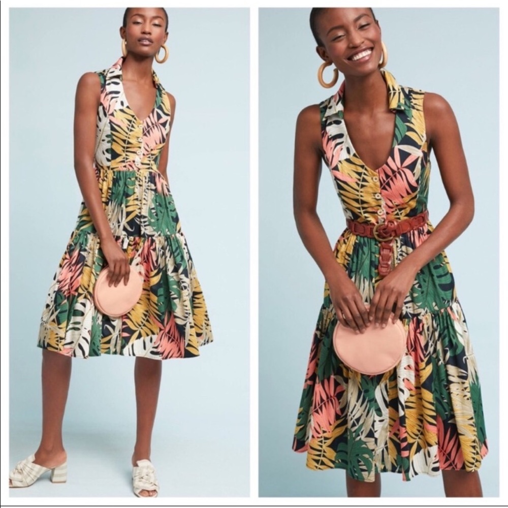 Anthropologie Eri + Ali Foliage Shirtdress